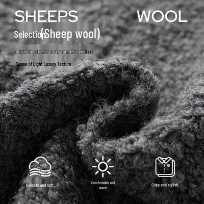 Sancai Women's V-neck Bouclé Wool Blend Coat