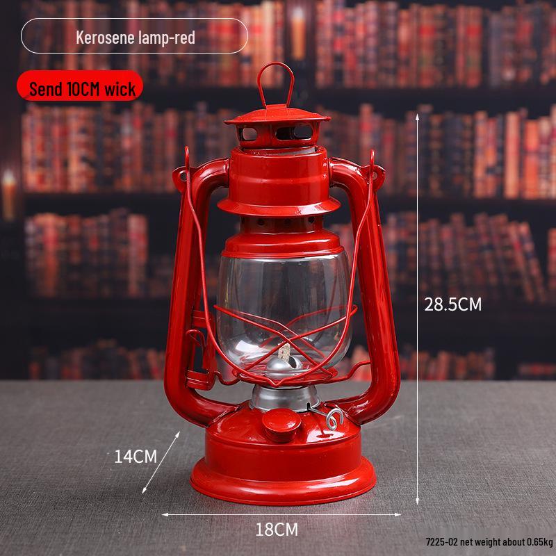 Vintage Wrought Iron Kerosene Camping Lantern - Nostalgic, Decorative Cafe Ornaments & Photo Props