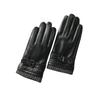 Light Luxury Men Genuine Driving  Gloves Leather Touch Screen Black Real Sheepskin Thin  Business Brown Warm Fleece Gloves