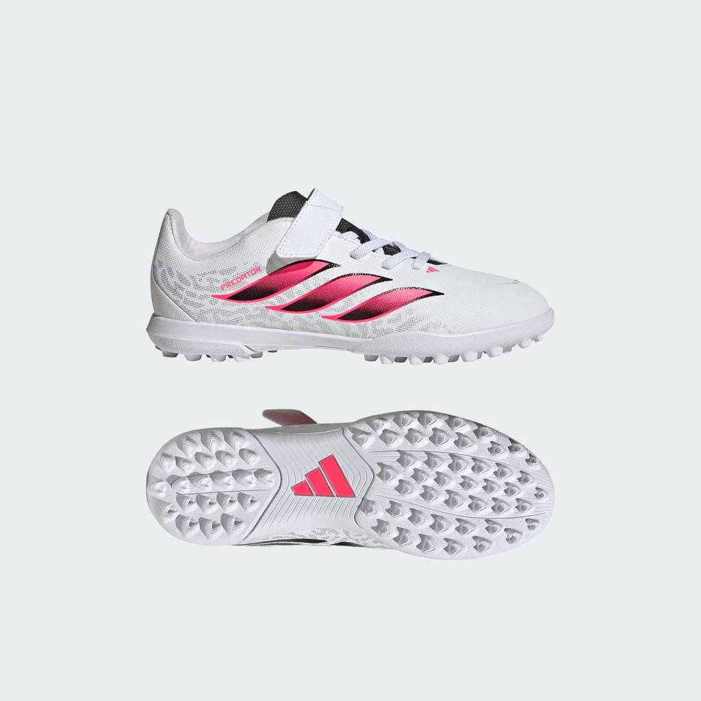 adidas Predator Club Hook Loop Turf Football Boots Kids IH2076 Kids' Performance Sports Shoes Cloud White / Solar Turbo / Core Black