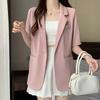 Kurzarm Anzugmantel Damen Sommer Locker Geschnitten Einfarbig Blazer Jacke Damen Koreanische Oberbekleidung