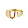 Rainbow Zircon Letter Rings For Women Mote Chunky Bred Letter AZ Rustfritt stål Ring Bryllup Boho Smykker Gave 2024