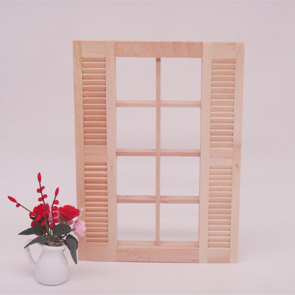 Miniature Wooden Shutter Blinds For Dollhouse Scene Display Accessories 1/12 Scale Craft Model Home Display Decoration