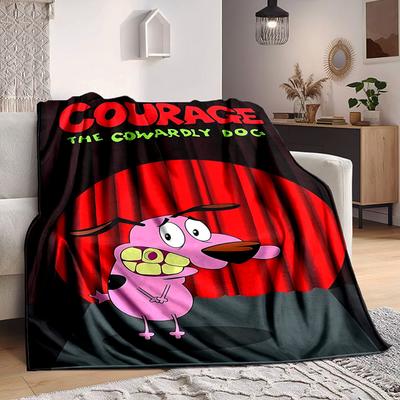 1 Stück Courage der feige Hund Flanell Überwurfdecke Leicht Weich Warm Ganzjahresdecke für Sofa, Bett, Reise,L1029050