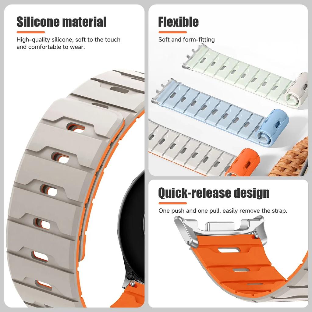 Magnetiskt Band För Samsung Galaxy Watch 8/8classic Ultra 2025/7 47mm Tvåfärgat Silikonband För Galaxy Justerbart Sportarmband