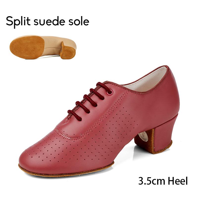TWBEB Damen Moderne Standardtanzschuhe Leder Trainings Tanzsneaker Damen Frau Tango Latein Tanzschuhe Sneakers 3,5/5CM