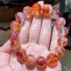 Natural Brazilian Red Phantom Quartz Beaded Bracelet with Floating Inclusions