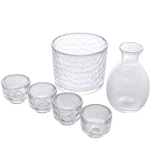 Lazysong Father s Day Gift: Glass Sake Set, Japanese Sake Set, Sakeware Set, Keeps Sake Hot or Cold, Heat-Resistant Glass, Sake Bottle, Sake Cup, Simp