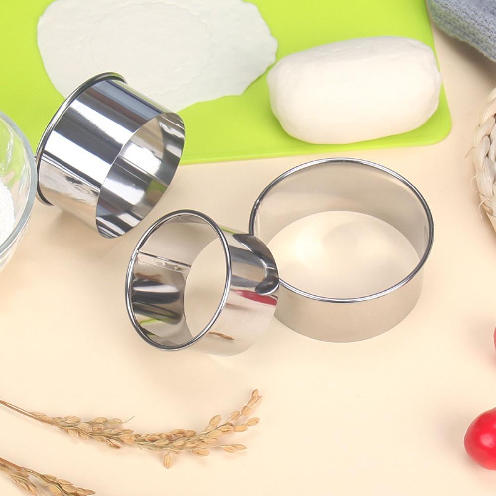3pcs/set Rust-proof Round Biscuit Cutters Silver Dumpling Skin Cutting Mould  Cookie
