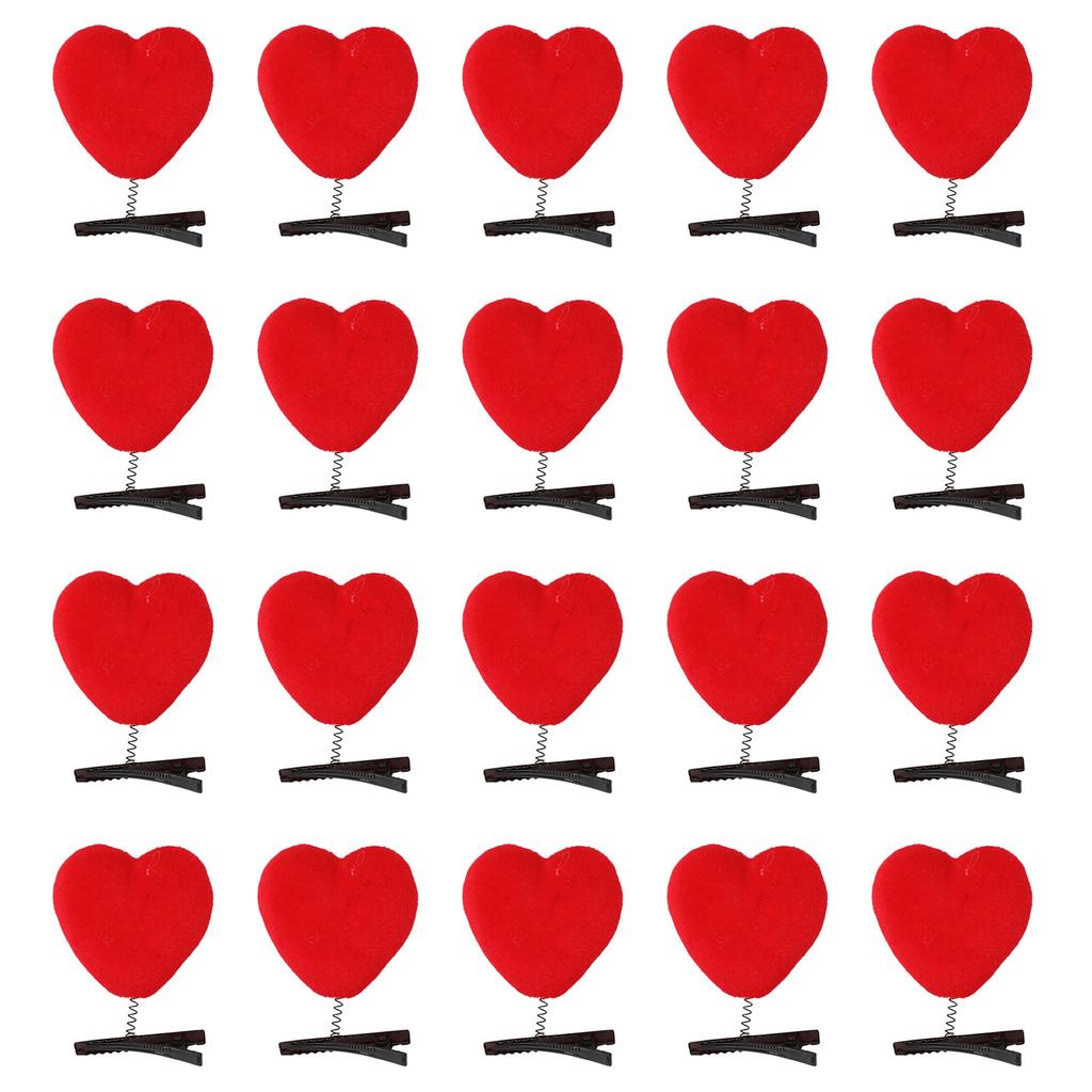 Valentines Day Plush Heart Hair Clip for Women Girl Music Festival Hair Pin Set of 20 Holiday Gathering Party Barrette
