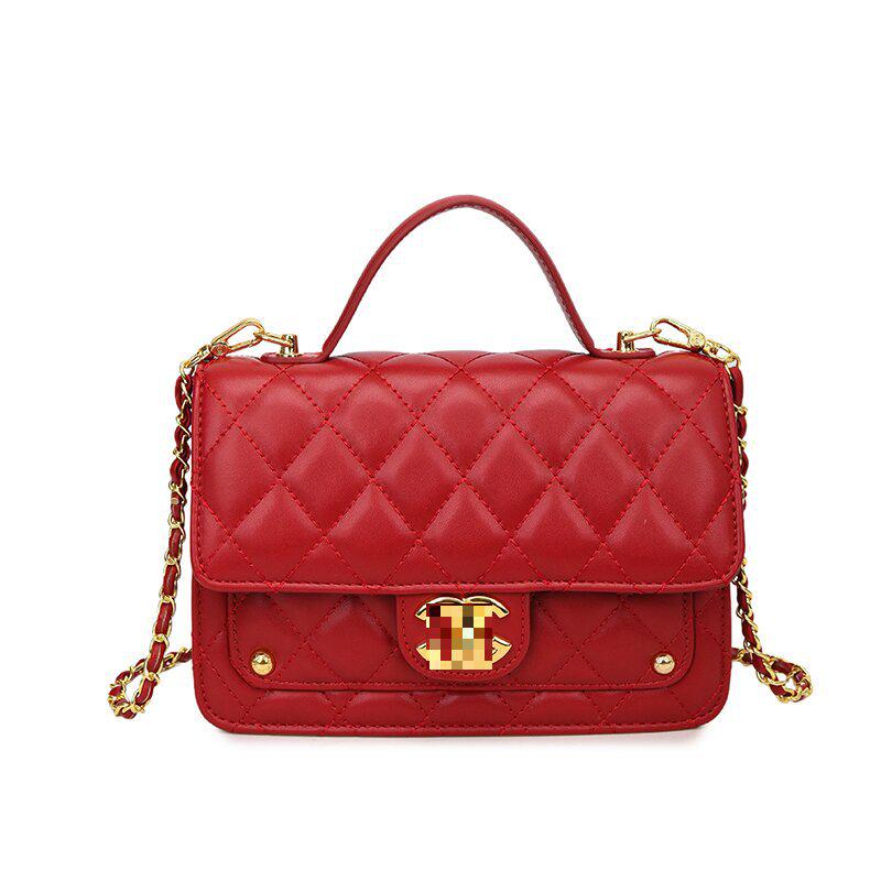 Pickerr Luxe Ruitvormige Diamant Handtas - Chic Gestructureerd Lichtgeur Stijl voor Enkele Schouder of Crossbody Dragen One Size rood