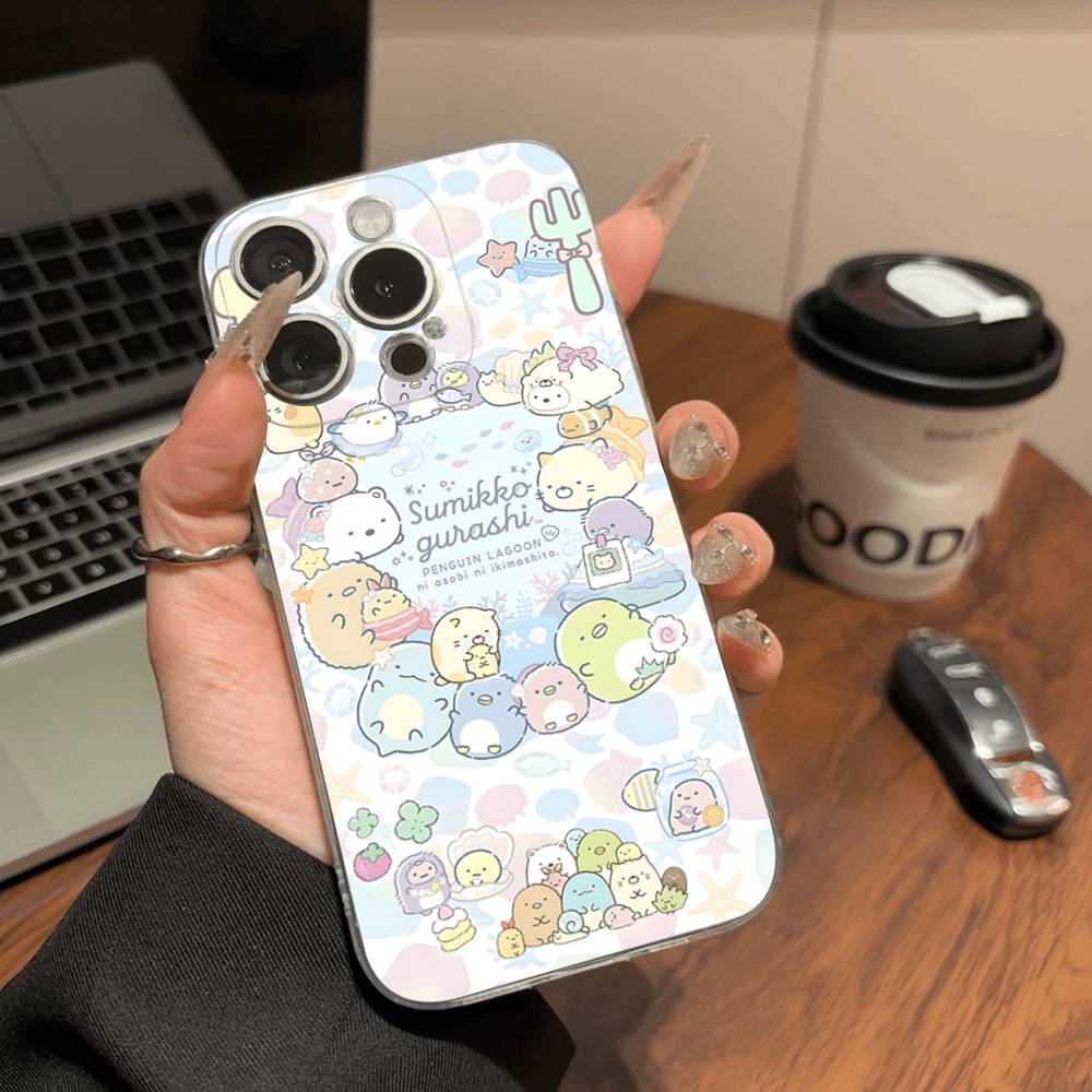 Anime S-Sumikko G-Gurashi  Transparent TPU Phone Case for iPhone 17 11 12 13 14 15 16 Pro Max 16 Plus Cover
