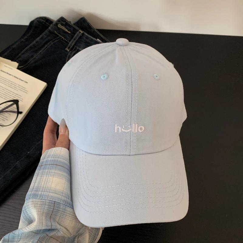 

Hat female letters small fresh hello embroidery sweet cute baseball cap spring and summer travel girls cap Adjustable