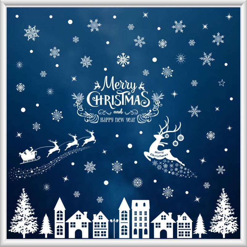 Christmas Atmosphere Window Sticker: Snowflake Reindeer Festival Decoration