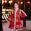 Anneyol Girls' Thickened Winter Chinese Style Cheongsam Dress
