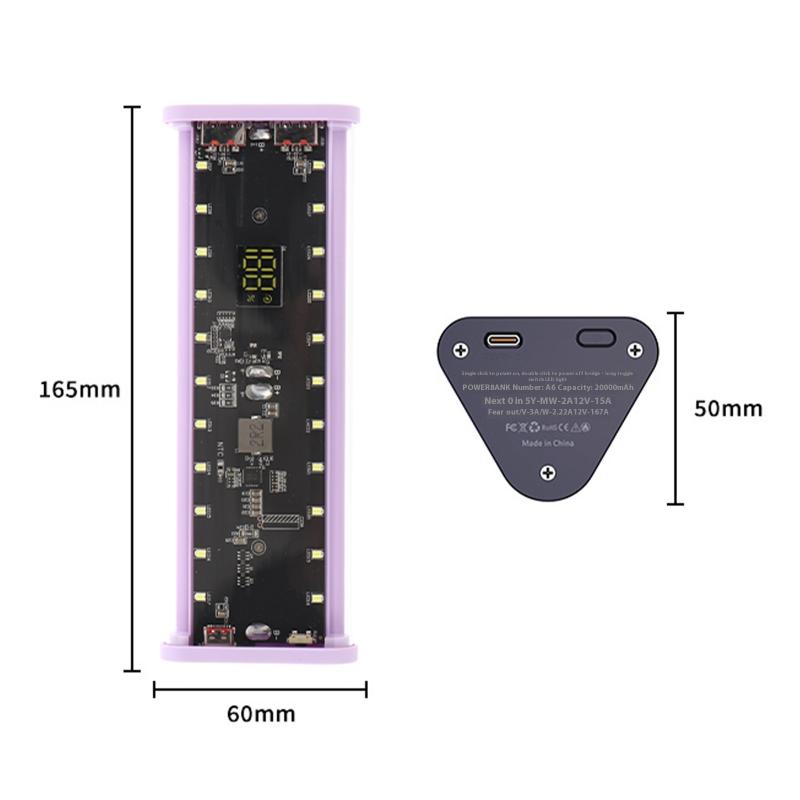 Diy 22.5W Battery Charger Power Bank Case Transparent Pd Quick Charging Case 18650 Battery Case With Led Light