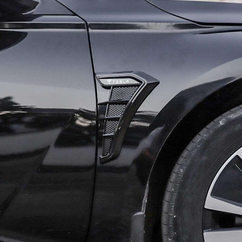 Gloss Black ABS Side Fender Vent Cover Trim For Tesla Model 3 Model Y 2017-2024 No Drilling Car Exterior Accessories