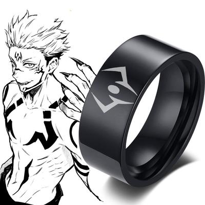 Anelli Anime Jujutsu Kaisen Ryōmen Sukuna Cosplay Black Dead Eye Anello Unisex Prop Gioiello Regalo Accessori in acciaio inossidabile