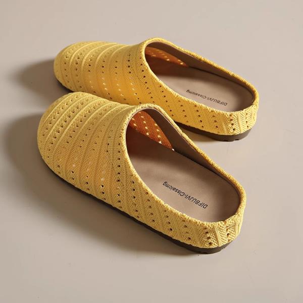 Fashion Fretwork Heels Shoes Woman 2025 Loafers Female Mule Cover Toe Slippers Summer Mules Scandals Slides Shoes Ladies' Slippers Cover