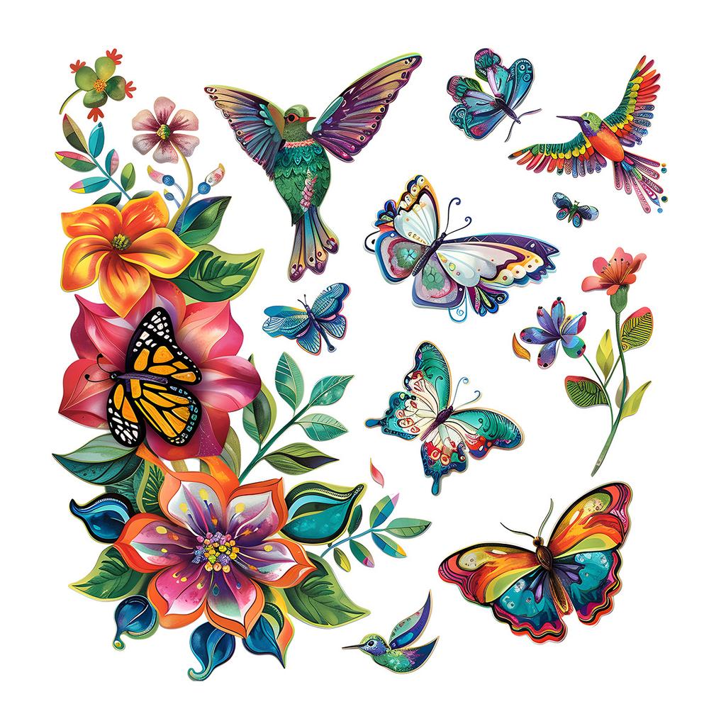 Creative Colorful Flowers and Butterflies Wall Stickers Self-Adhesive Decals for Living Room Bedroom Hallway Home Decor