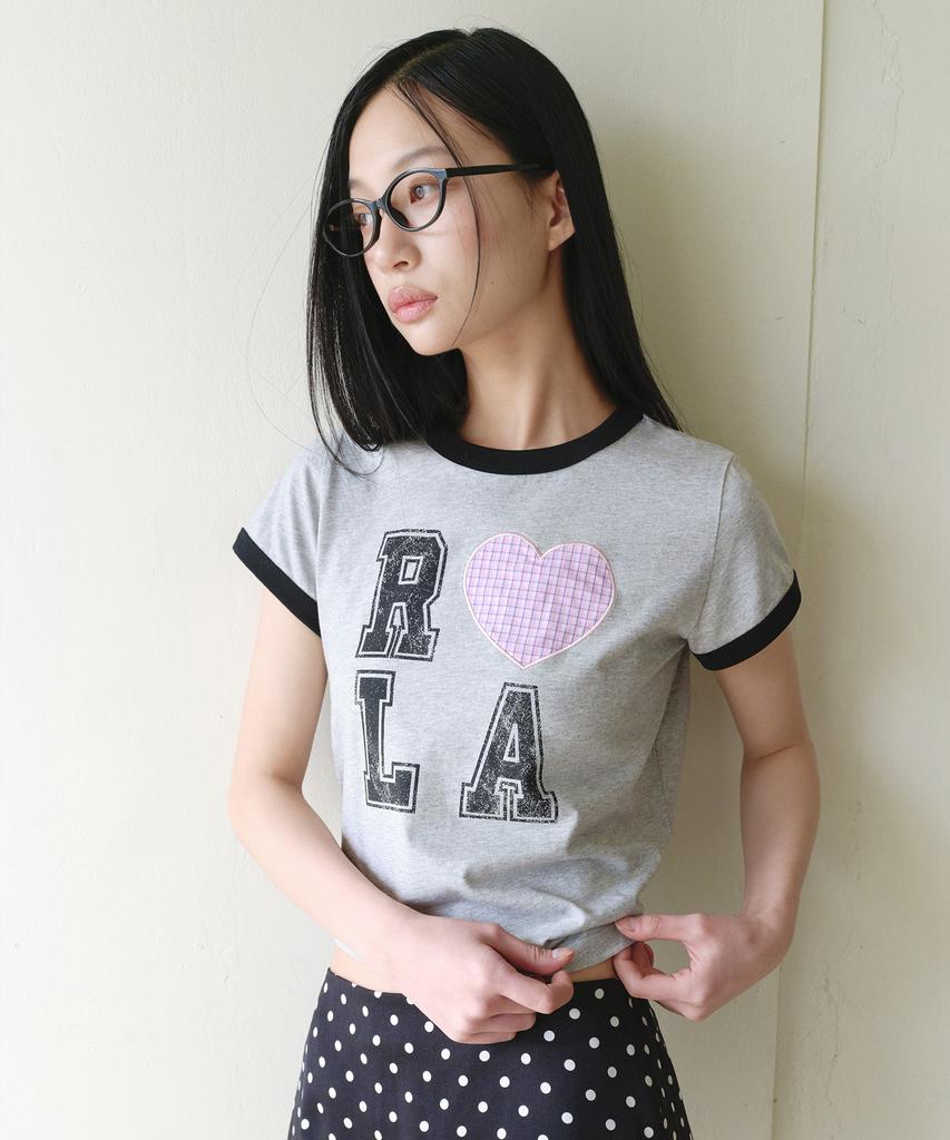 ROLAROLA I Love Rola Patchwork Ringer T-Shirt Gray