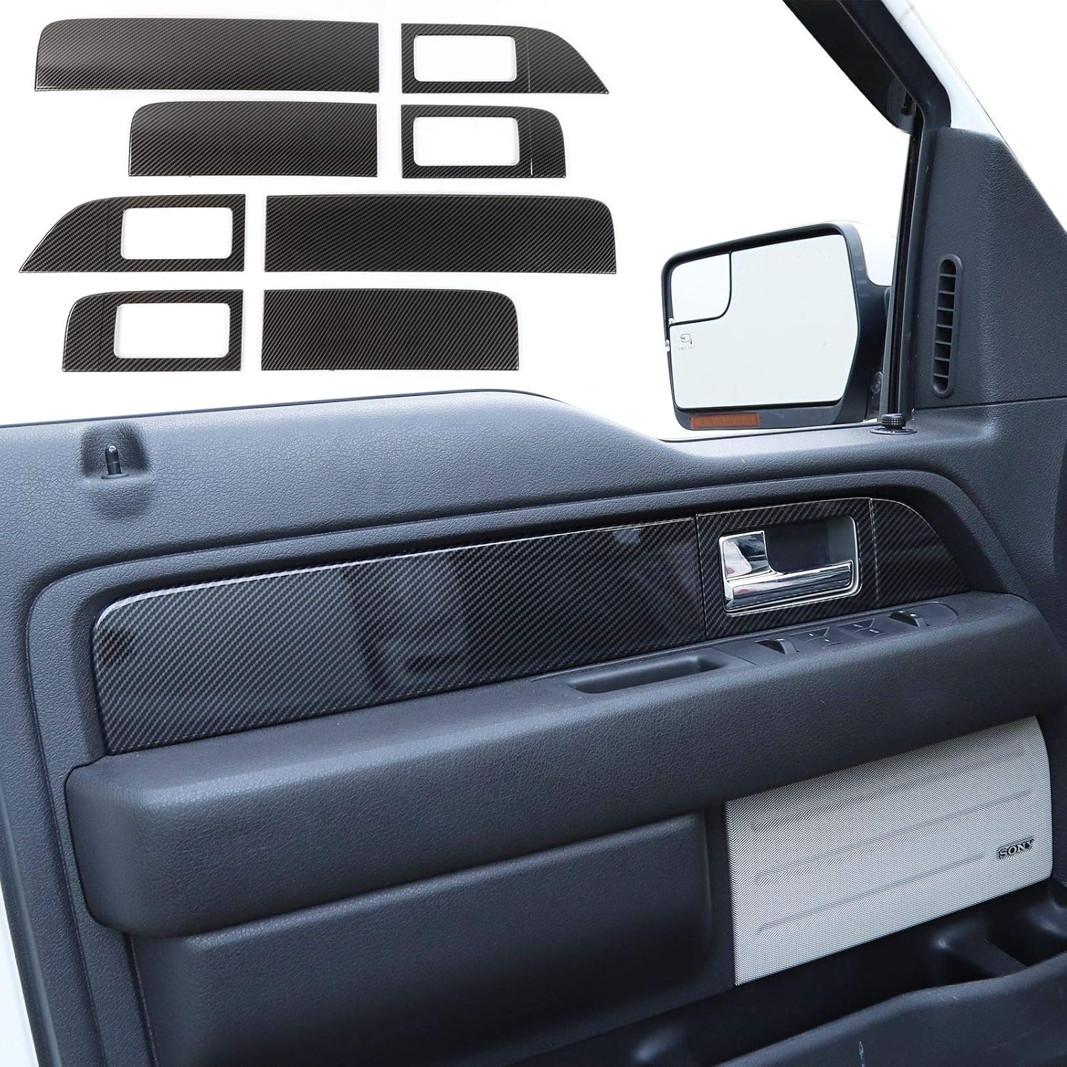 

JeCar 8PCS for F150 Interior Trim Door Handle Panel Cover Trim for 2009-2014 Ford F150 Carbon Fiber Interior Accessories Carbon Fiber Look
