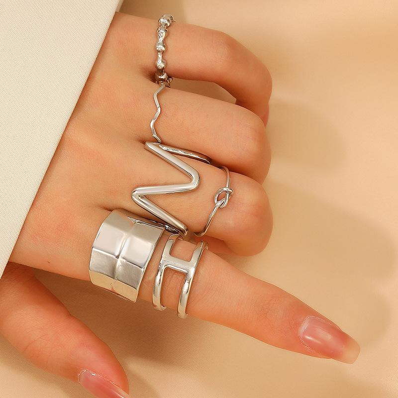 High-quality new ins style set ring, fashionable and creative, simple and good-looking electroplated joint ring 2026 wholesale