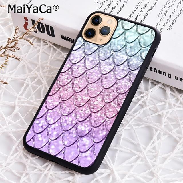 MaiYaCa Watercolor Faux Glitter Mermaid Scales Phone Case For iPhone 17 Air 16 16e 15 plus 11 12 13 14 pro max  coque