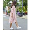 2020 Summer Women's Soft Pink Lotus Sleeve Cotton Linen Embroidery Dress
