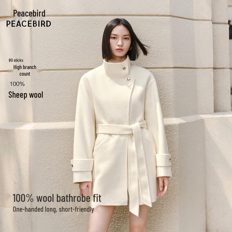 

PEACEBIRD Women s Petite Double-Sided Wool Blend Robe Coat L