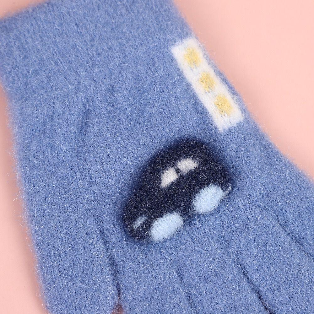 Coldproof Children Gloves Warm Knitted Mittens Durable Winter Plush Gloves  For 2-5 Years Kids