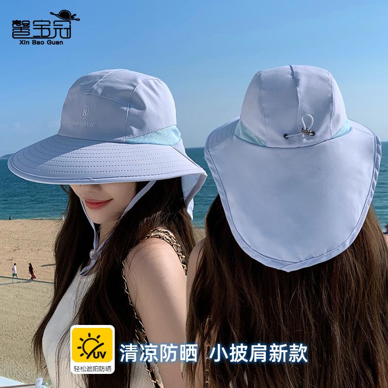 Spring and Summer Eaves Shawl Bucket Hat Outdoor Play Mountaineering Sunscreen Sun Hat Breathable Fashion Versatile Hat Women