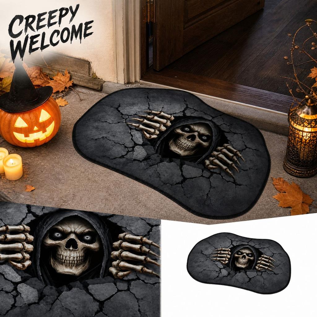 Halloween Novelty Doormat for Front Door Entryway and Porch Decor