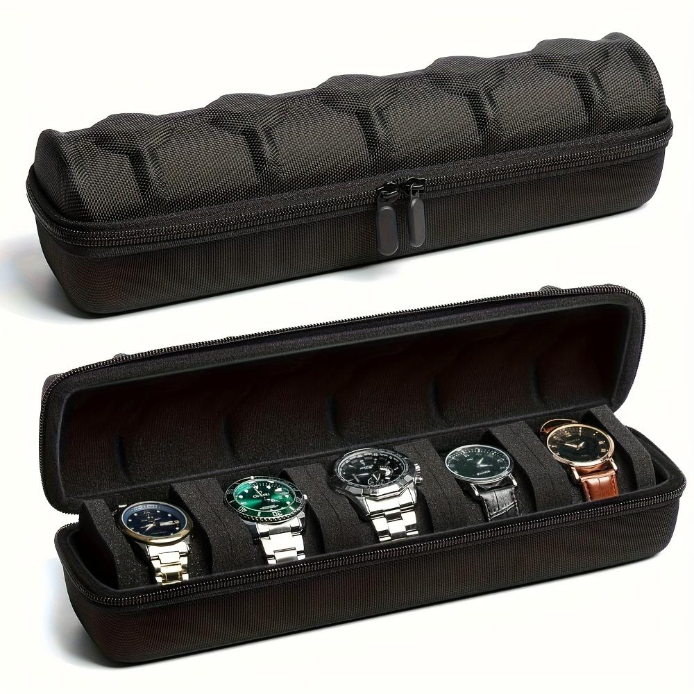 1pc Heavy-Duty Watch Organizer with Flip-Top Lid - 5-Slot Watch Storage Box, Scratch-Resistant Interior, Portable Watch Case