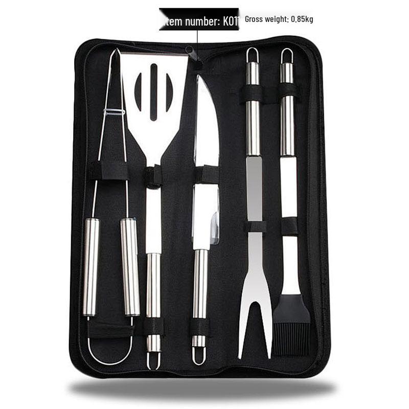 Meigo Stainless Steel BBQ Tool Set, 32 Pieces, with Portable Cloth and Aluminum Case Options, New.
