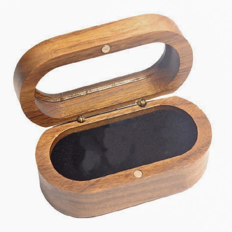 Black Walnut Aesthetic Rings Showcase Compact Wood Rings Jewelry Box Convenient and Portable Storage and Display Cases