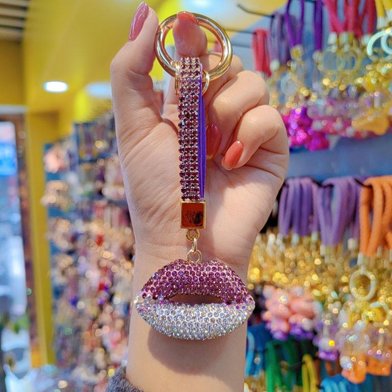 Jewelry Keychain With Czech Rhinestones Lip Design For Couples And Gift Giving