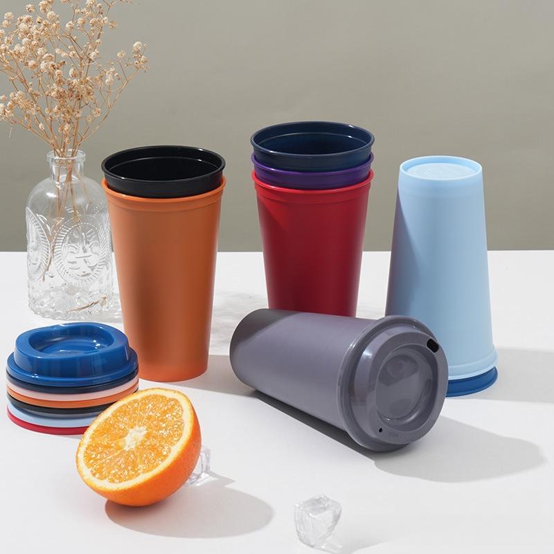 5pcs Plastic Coffee Cup 475ml Single-layer PP Material Cola Cup with Lid Leak-proof Portable Cold Drink Packging Cup Milk Tea Shop Packaged Cup