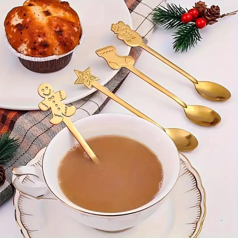 Stainless Steel Christmas Cartoon Coffee & Dessert Spoon Set