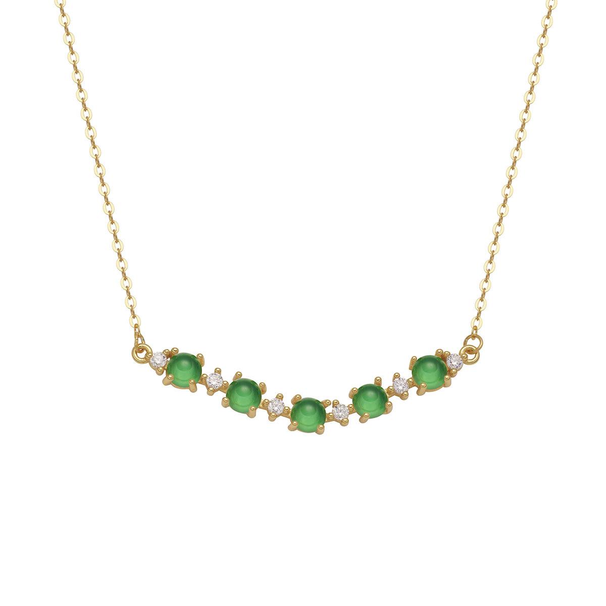 

Серебряное маленькое зеленое яйцо из халцедона с бриллиантовой улыбкой, цепочка на ключицу, на каждый день, благородный подарок для девочек 925 silver