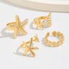 4Pcs Ocean Style Ring Set, Adjustable Open Rings, Gold Plated Starfish Seashell Rings, Dainty Summer Beach Jewelry Gifts for Women