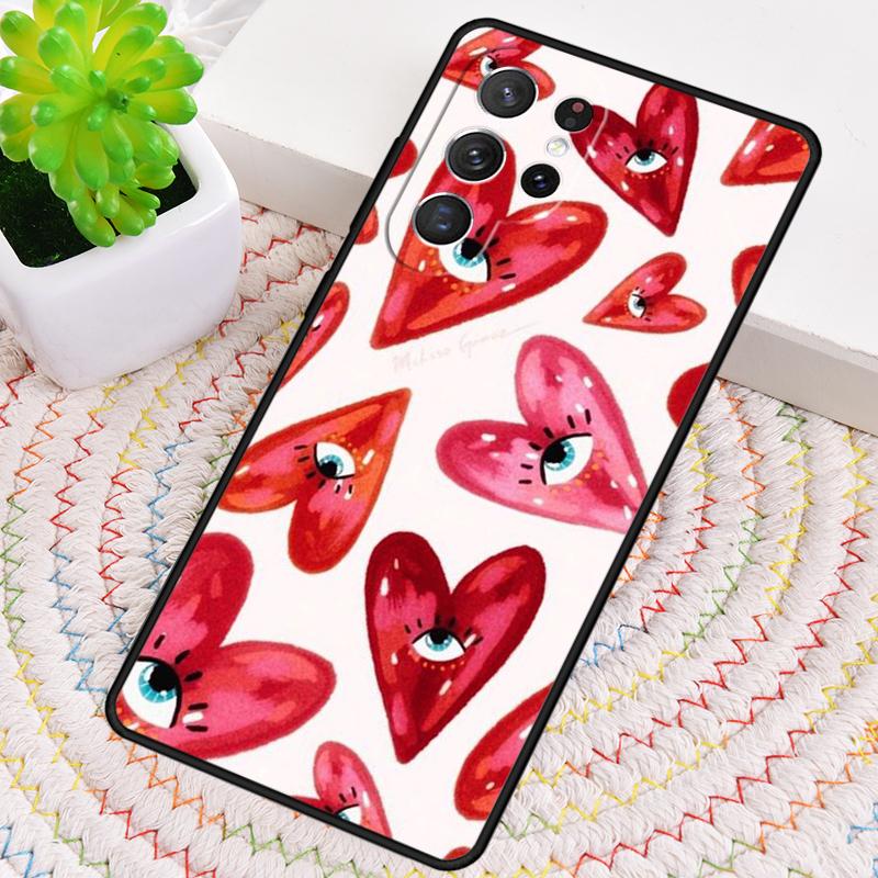 

Cartoon Red Heart Devil s Eye Phone Case for Samsung Galaxy note 10 pro S26 Ultra S23 S24 FE S25 S21 S22 PLUS shockproof Cove Galaxy S21 5G