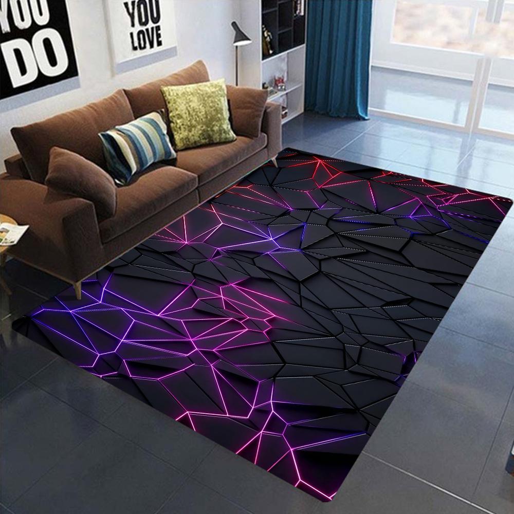 3D Geometric Carpet Neon Lights Rugs Hexagons Carpets for Home Play Gaming Room Decor Livingroom Bedroom Teens E-Sport Rug Mat