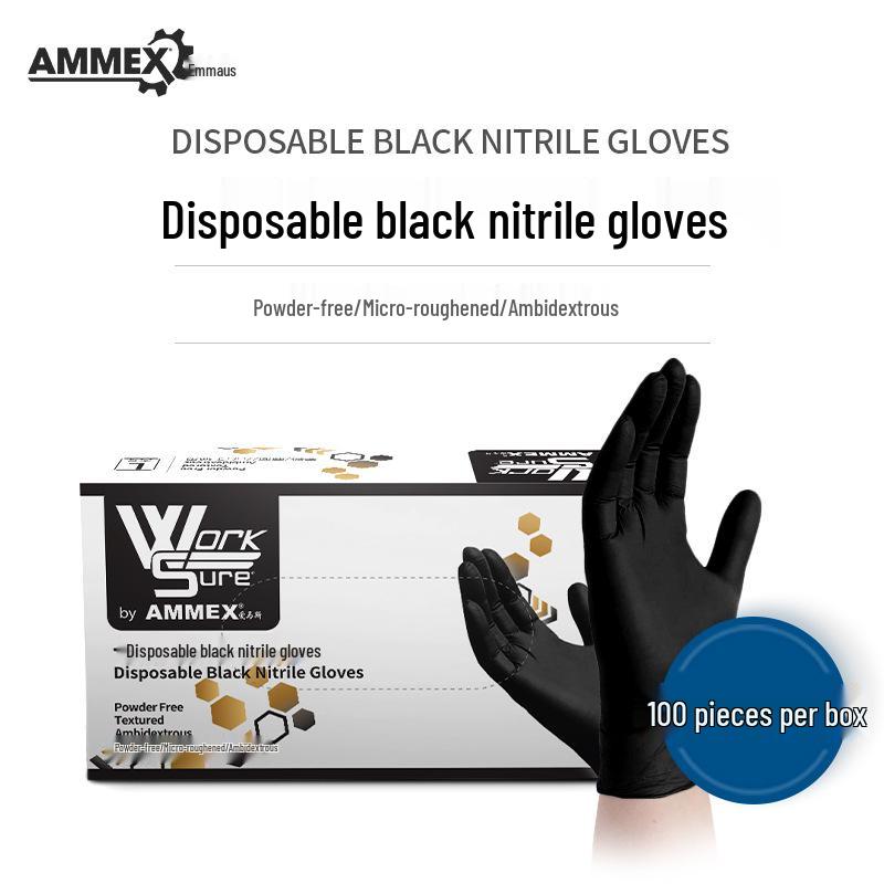 Aimas Medical-Grade Nitrile Rubber Gloves, Powder-Free, High Elasticity, Thickened, Disposable.
