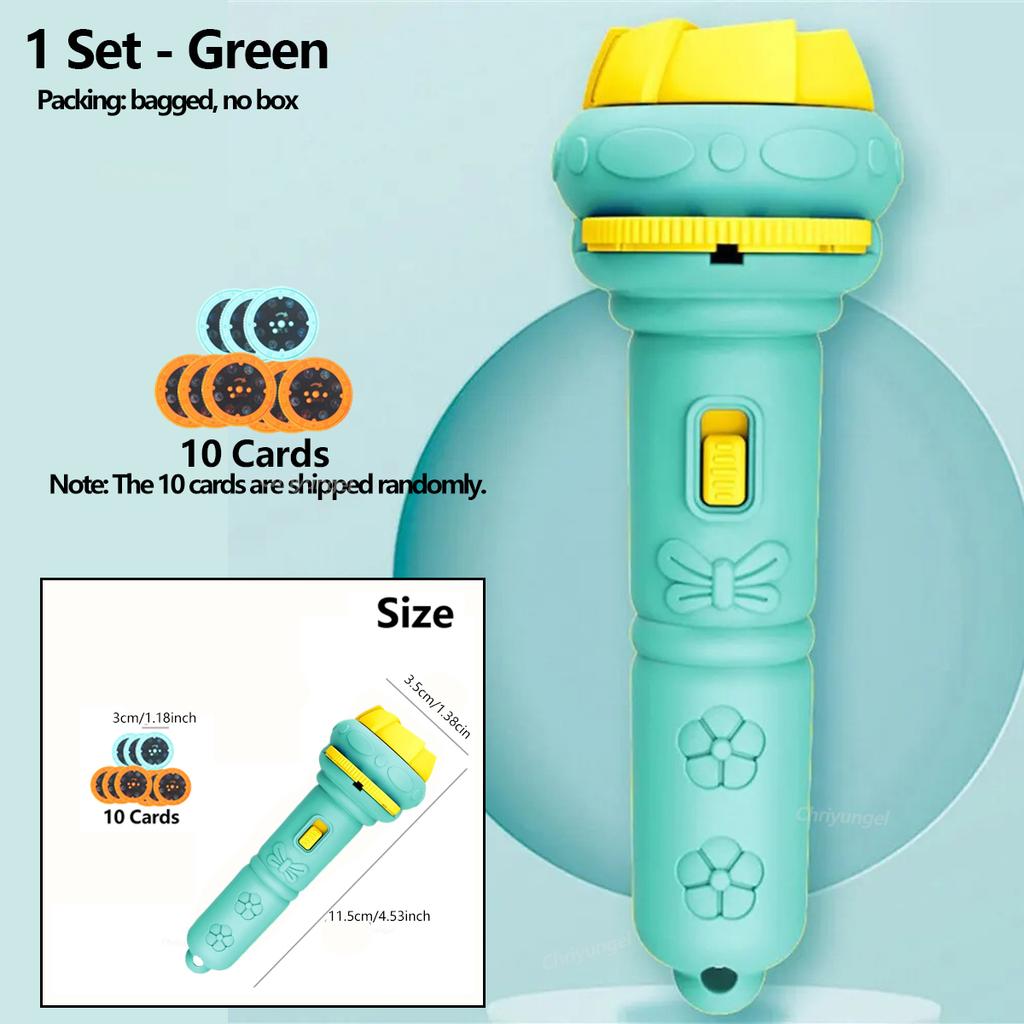 Kids Projector Flashlight with 10 Cards 80 Images Cartoon Night Light Projector Toy for Kids Bedtime Story Education Gift