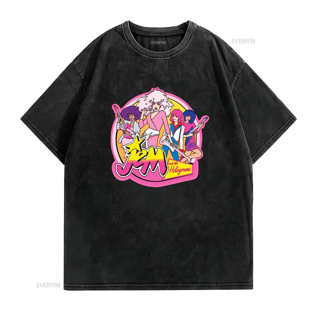 Jem and The Holograms T Shirt For Kids Summer Girl 80s Women Cartoon Summertime Star SweaT  vintage Washed homme Stylish
