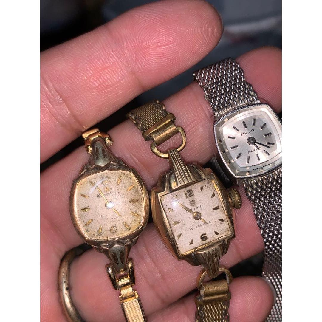 Used 14K GOLD FILLED watch 3-piece set SEIKO TISSOT