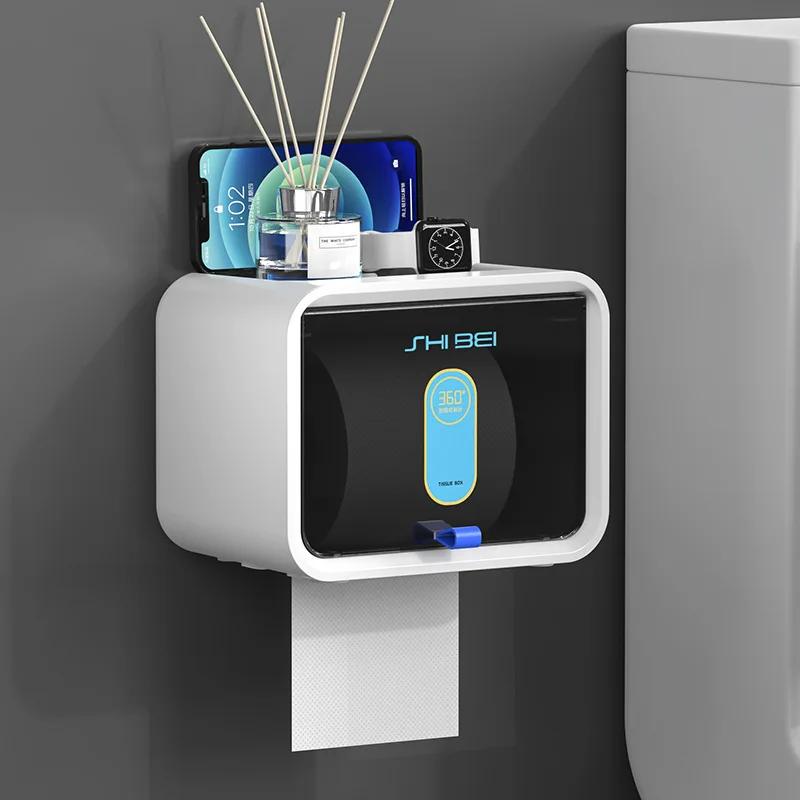 Paper Towel Dispenser Toilet Paper Holder Waterproof Tissue Box Wall Mount Storage Shelf Rack Paper Storage Box Bathroom Product