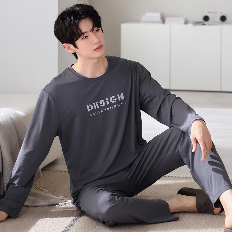 

Пижама мужская весенне-осенняя хлопковая с длинным рукавом большого размера мужской осенний хлопковый полосатый домашний костюм 4XL