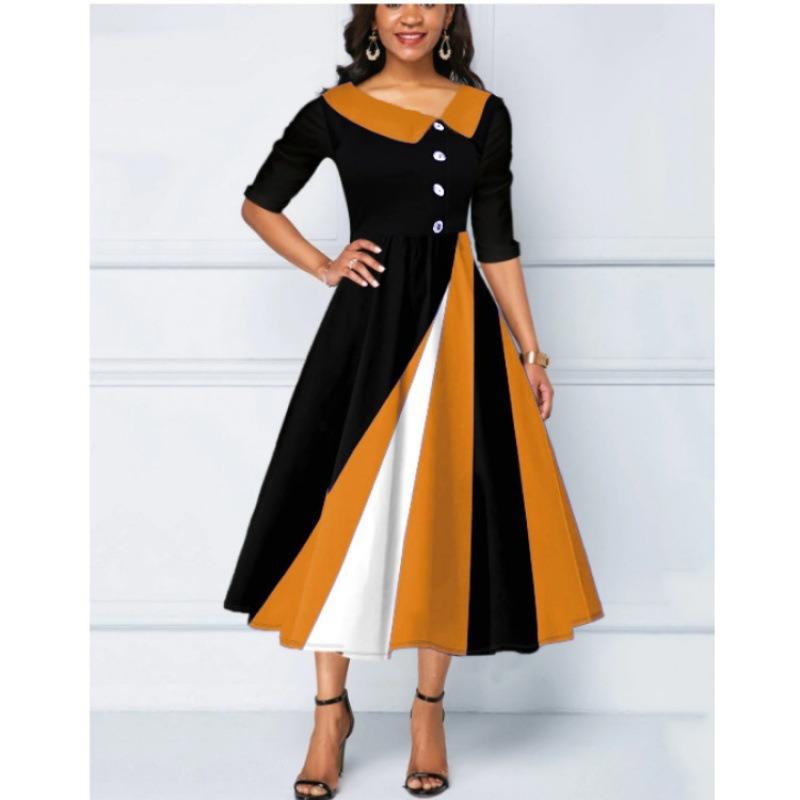 

JPNTKY Fashion Summer Spring 1/2 Sleeves V-Neck Casual Dresses XXXXXL